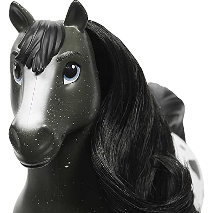 SPIRIT UNTAMED HERD HORSE (APPROX. 8-IN), MOVING HEAD, BLACK PINTO WITH LONG BLACK MANE & PLAYFUL STANCE, GREAT GIFT FOR HORSE FANS AGES 3 YEARS OLD & UP - Image 4